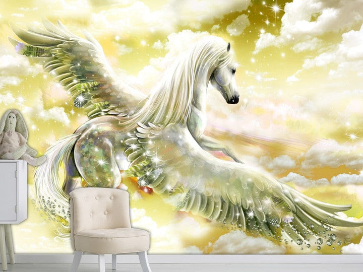 Fototapetes ar pegasu dzeltenā krāsā 107257 G-ART