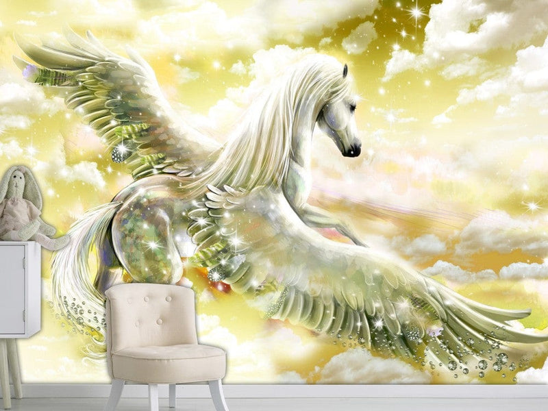Fototapetes ar pegasu dzeltenā krāsā 107257 G-ART