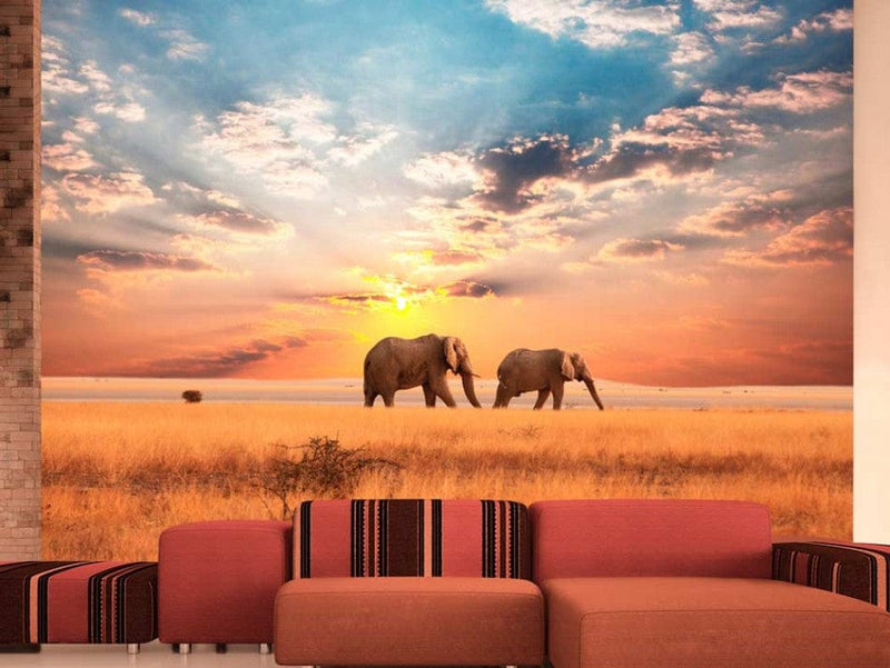 Valokuvatapetti 61395 Afrikkalaisen savannin norsut G-ART