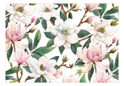 Fototapetes ar magnolijas ziediem dabiskas krāsās G-ART