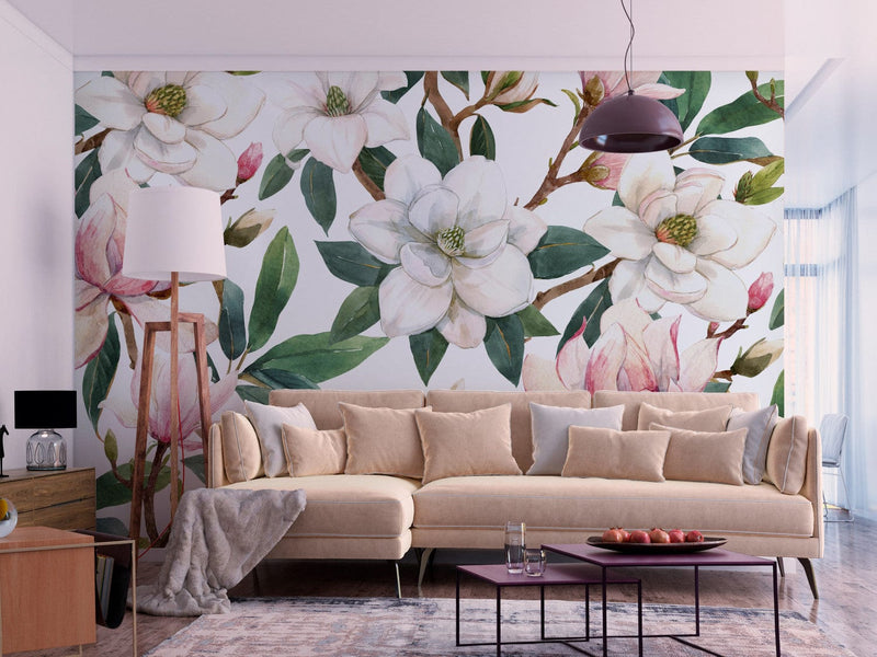 Fototapetes ar magnolijas ziediem dabiskas krāsās G-ART