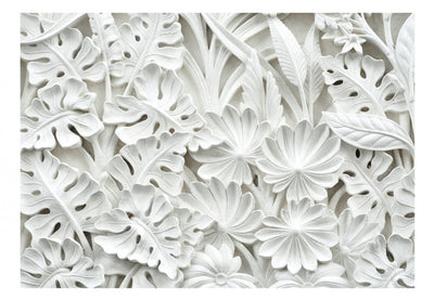 Wall Murals with alabaster leaves in shades of grey - Alabaster Garden, 68644 G-ART