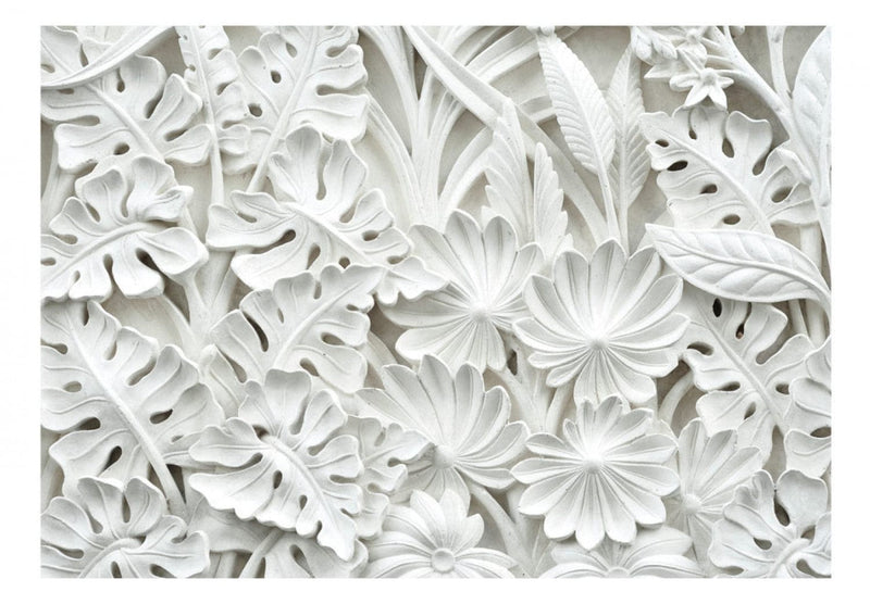 Wall Murals with alabaster leaves in shades of grey - Alabaster Garden, 68644 G-ART