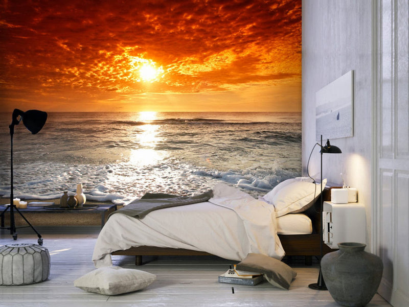 Wall Murals with a beautiful sunset in red shades