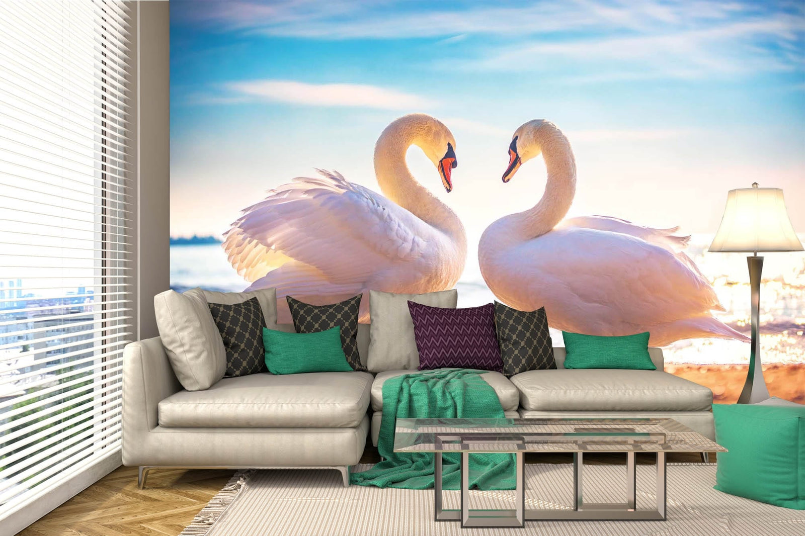 Fototapetes ar gulbjiem – Mīlestības simbols, 375x250 cm D-ART