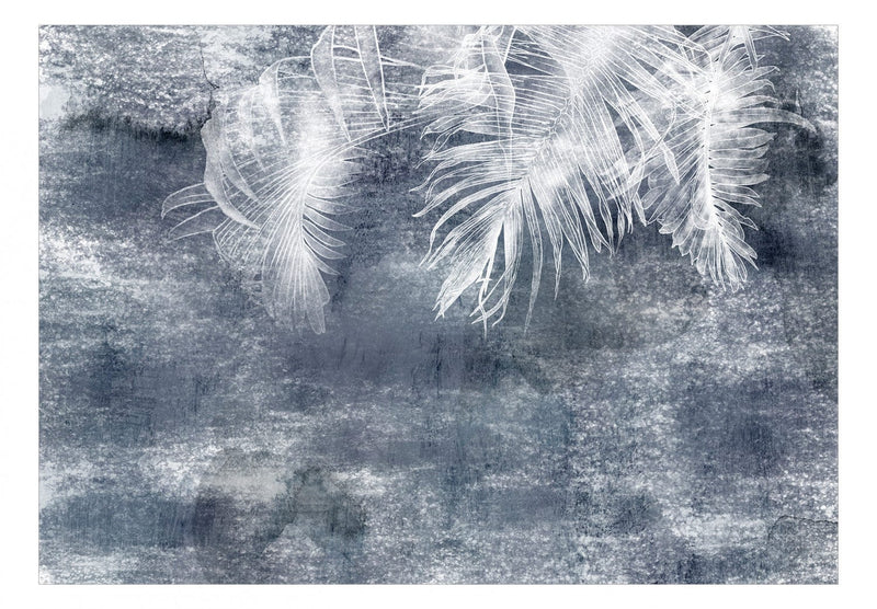 Fototapetes ar palmu lapām uz tumši zila fona - Noslēpumains augs (pirmais variants) G-ART