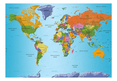 Fototapetes ar pasaules karti - Krāsainā ģeogrāfija, 94373 G-ART