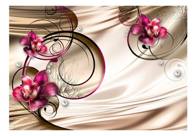 Fototapetes ar rozā orhidejām uz samta fona - Bauda, 60313 G-ART