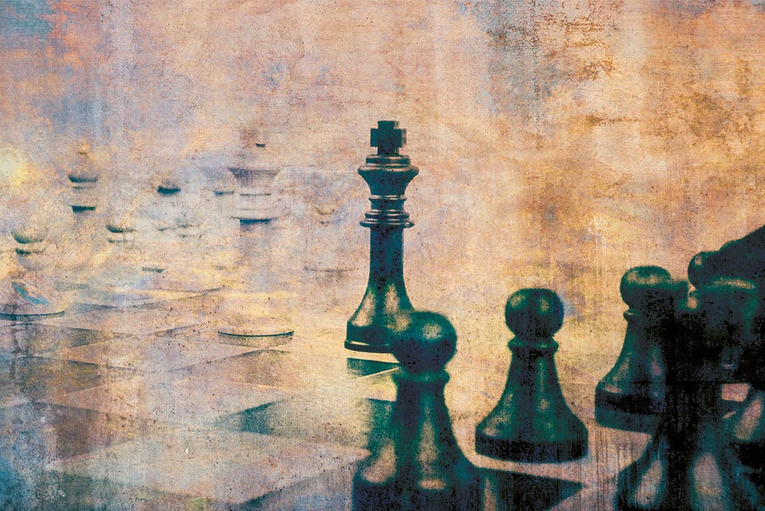 Fototapetes ar šahu vintāžas stilā bēšos un bŗūnos toņos - D380 D-ART