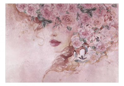 Fototapetes ar skaistu sievieti un ziediem - Lēdija ziedos (rozā), 135026 G-ART