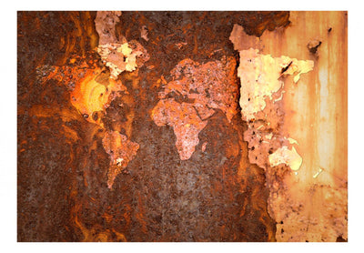 Fototapetes ar stilizēto pasaules karti vintāžas stilā - Metāla imersijas, 92796 G-ART