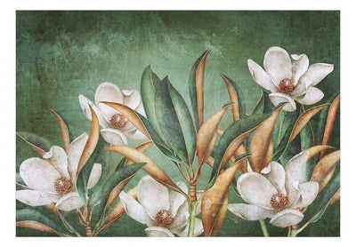 Fototapetes ar tropiskiem ziediem uz zaļa fona, otrā versija, 143726 G-ART