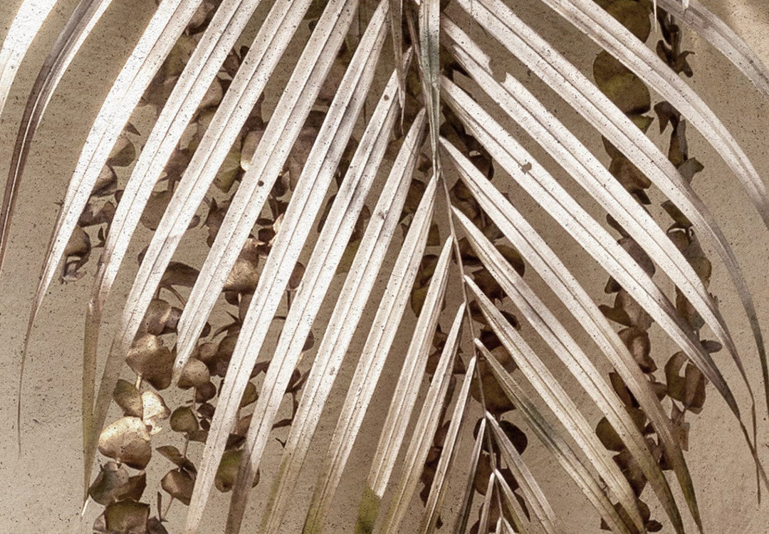 Fototapetes ar rozēm, peonijām un paparda lapām brūnos toņos 138205 G-ART