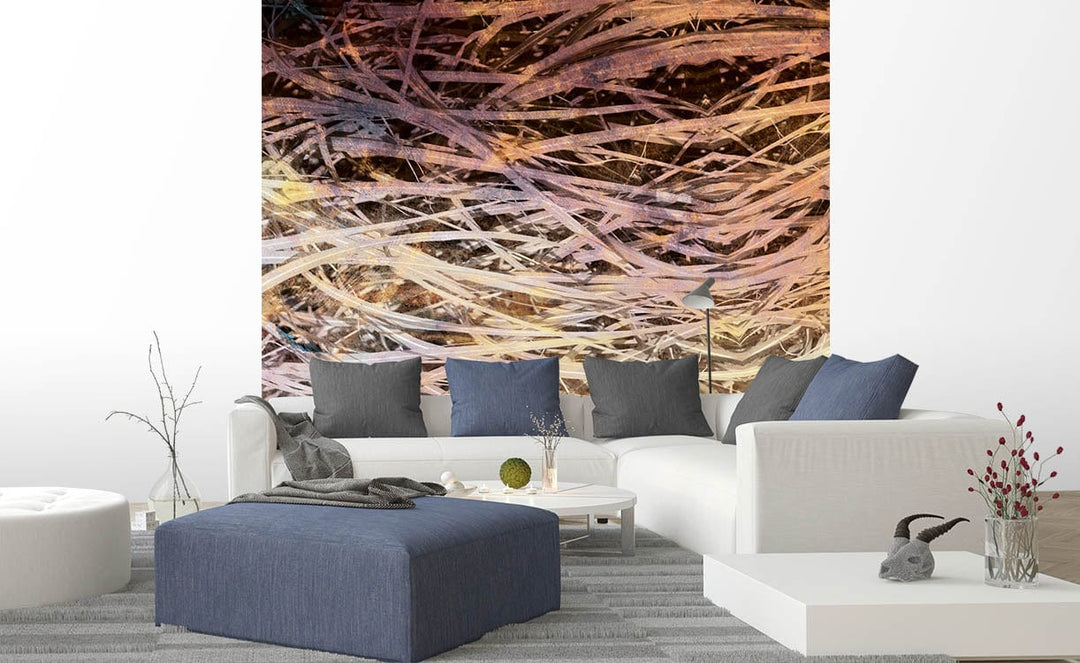 Fototapetes ar zāli vintāžas stilā brūnos toņos - D381 D-ART