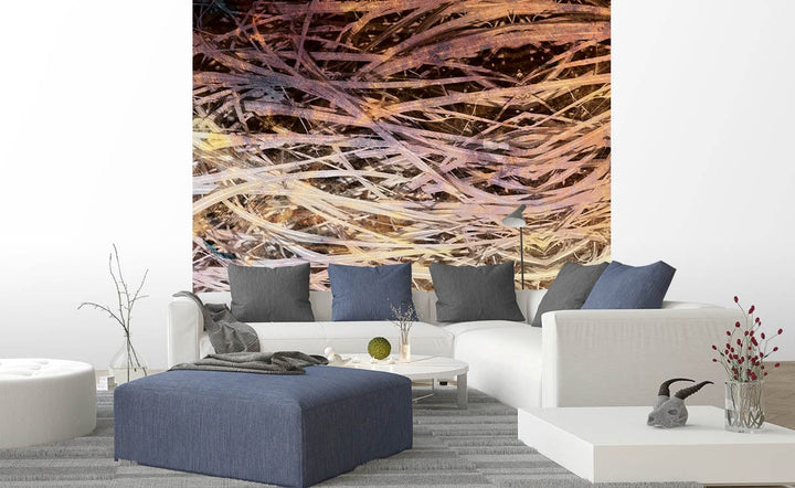 Fototapetes ar zāli vintāžas stilā brūnos toņos - D381 D-ART