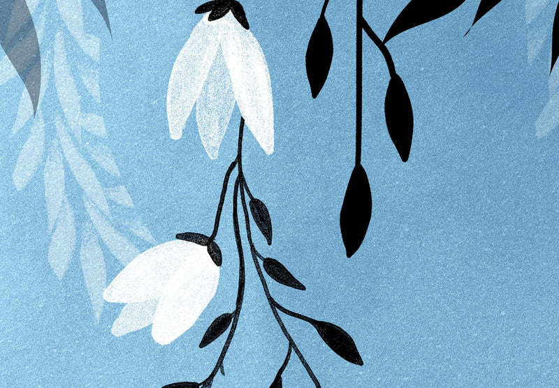 Fototapetes ar zīmētiem ziediem uz zila fona - Dienas enerģija, 143519 G-ART