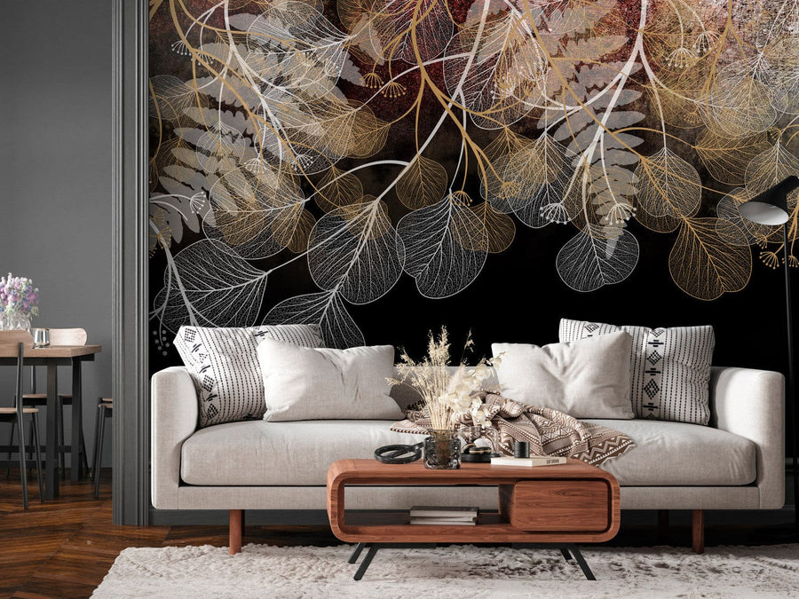 Fototapetes boho stilā uz melna fona - 143729 G-ART