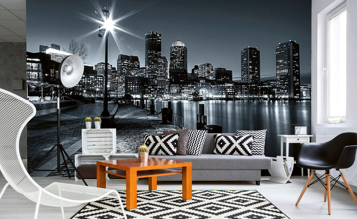 Fototapetes ar nakts Bostonu ASV D-ART