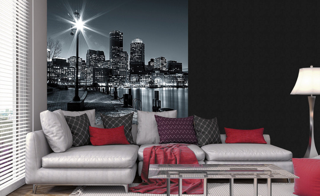 Fototapetes ar nakts Bostonu ASV D-ART