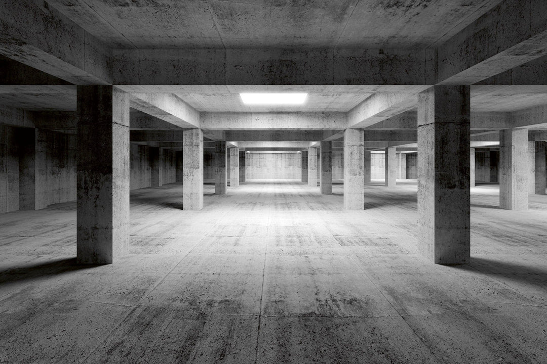 Fototapetes ar industriālu telpu un optisku ilūziju D-ART
