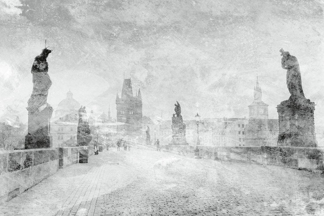 Melnbaltas fototapetes ar tiltu (Prāgā, Čehijā), D372 D-ART