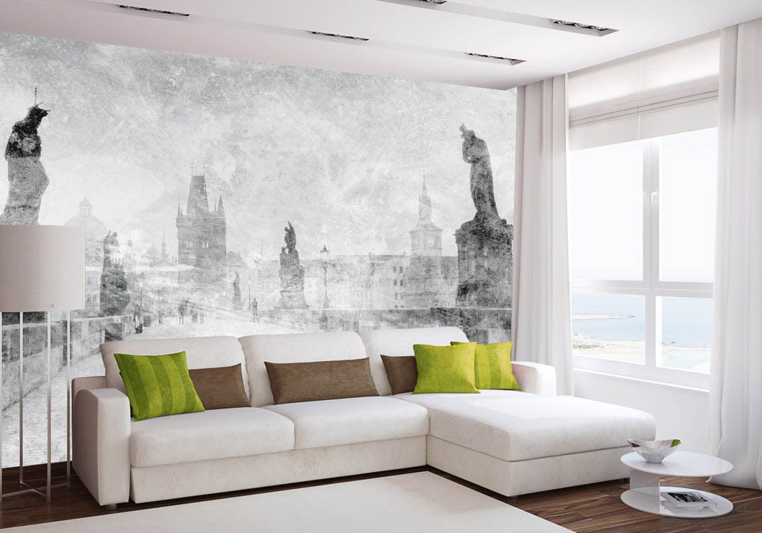 Melnbaltas fototapetes ar tiltu (Prāgā, Čehijā), D372 D-ART