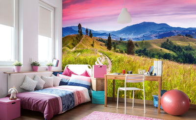 fototapetes, фотообои, горы, цветы, wallmurals, flowers