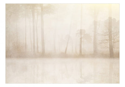 Wall Murals With a foggy forest beige in G-art