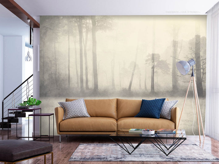 Fototapetes ar miglainu mežu ziloņkaula krāsa #E0D9C7 G-ART