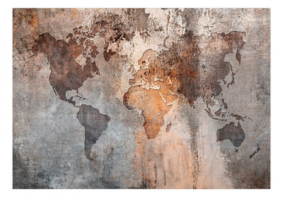 Fototapetes Pasaules karte uz betona sienas 142072