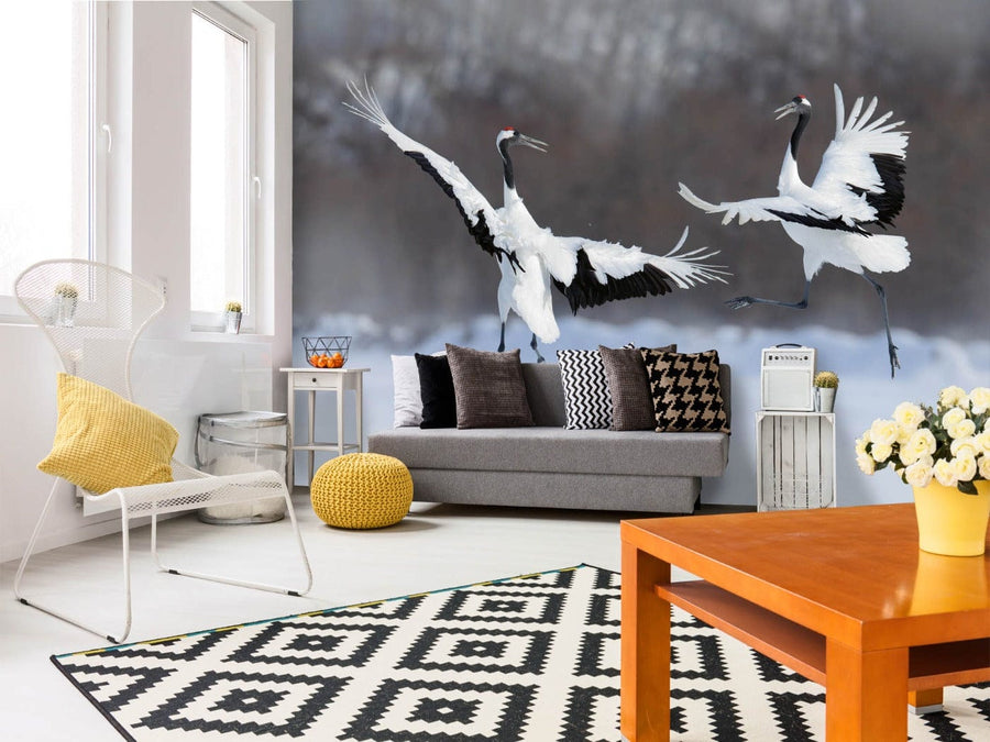 Fototapetes Sarkanās dzērves - dejojošais pāris - D402, 375x250 cm D-ART