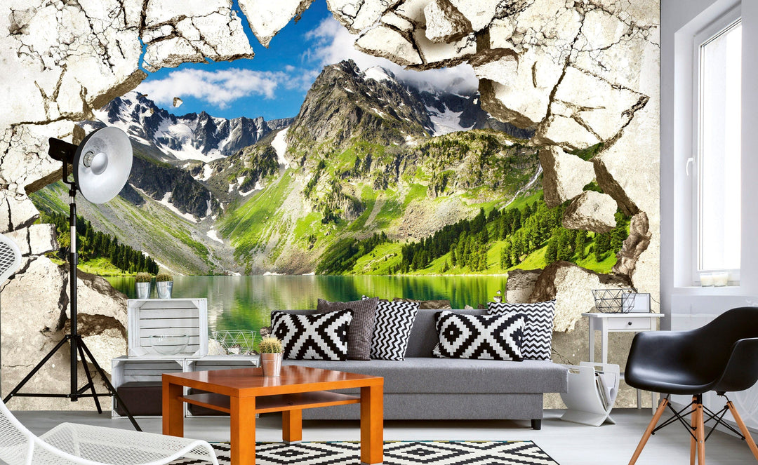 Fototapetes ar skats caur sienu un 3d effektu D-ART