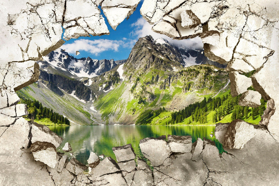 Fototapetes ar skats caur sienu un 3d effektu D-ART
