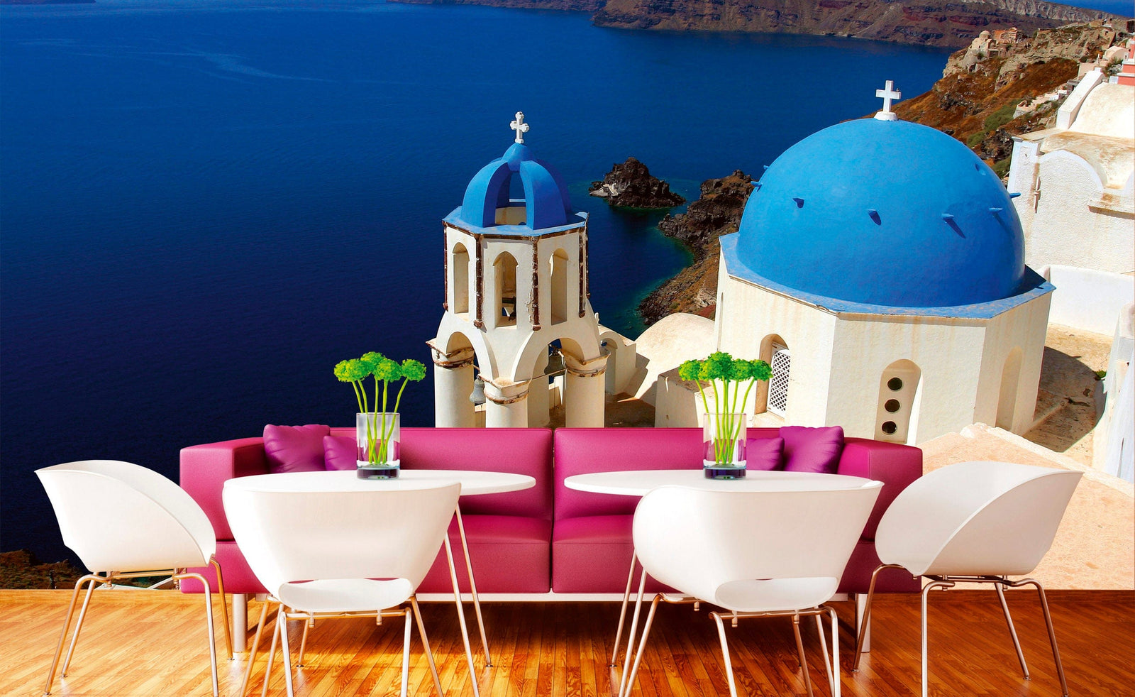 Fototapetes ar skatu uz Santorini D-ART