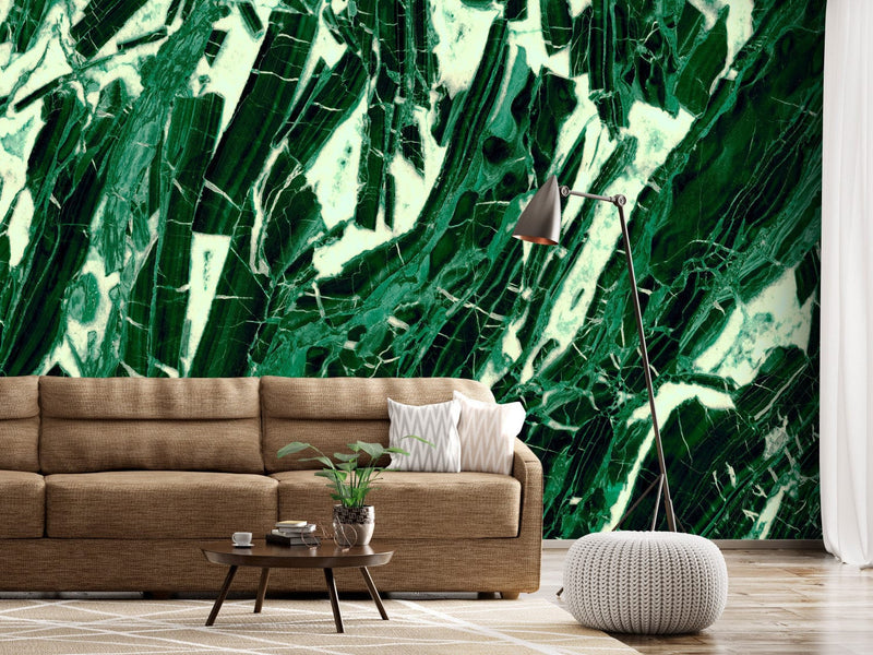 Wall Murals with emerald marble on the wall, living room g-art