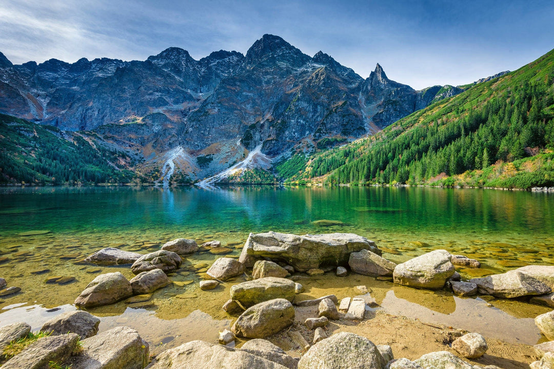 Fototapetes ar Tatras kalniem un kalnu ezeru D-ART