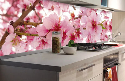 Fototapetes virtuvei ar lamināciju, pašlīmējošas plēve un flizelīns - Ābeles ziedēšana  (180x60 cm) Art4home