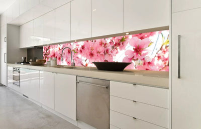 Fototapetes virtuvei ar lamināciju, pašlīmējošas plēve un flizelīns - Ābeles ziedēšana (350x60 cm) Art4home