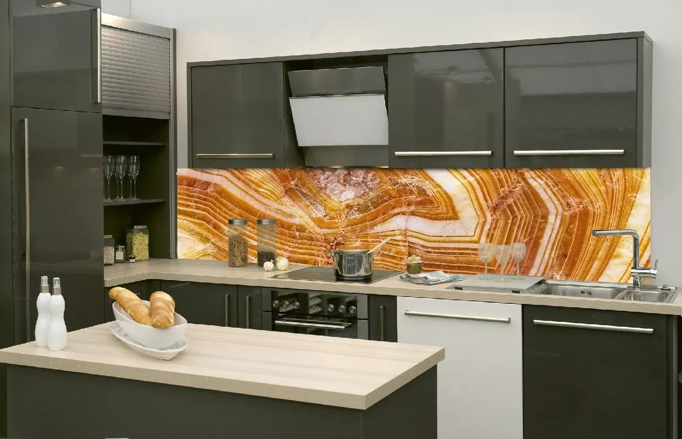 Fototapetes virtuvei ar lamināciju - Agāts  (260x60 cm) Art4home