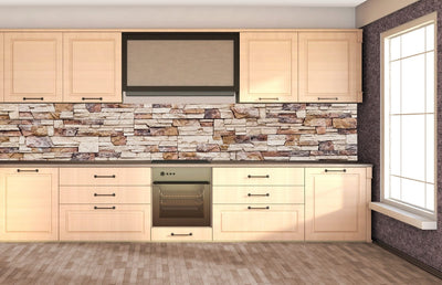 Fototapetes virtuvei ar lamināciju, pašlīmējošas plēve un flizelīns - Akmens siena (350x60 cm) Art4home