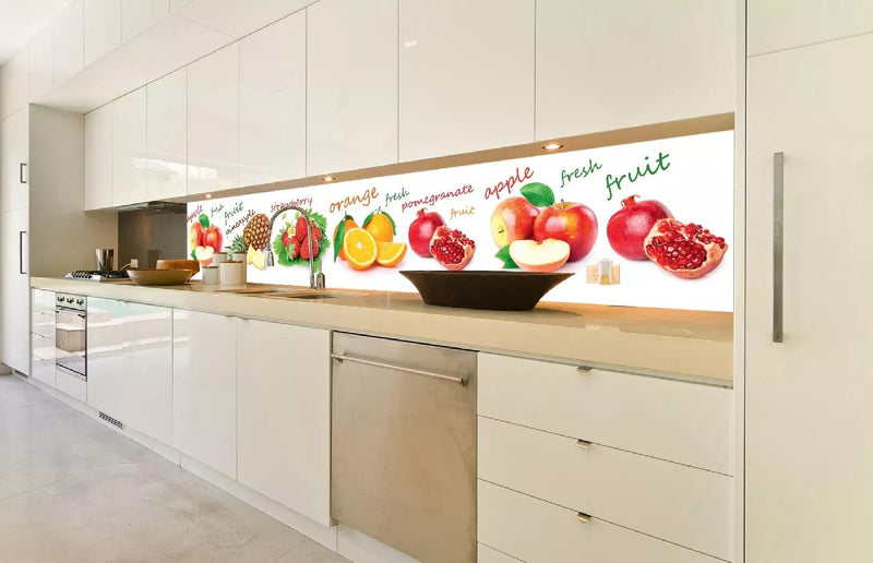 Fototapetes virtuvei ar lamināciju, pašlīmējošas plēve un flizelīns - Augļu maisījums (350x60 cm) Art4home