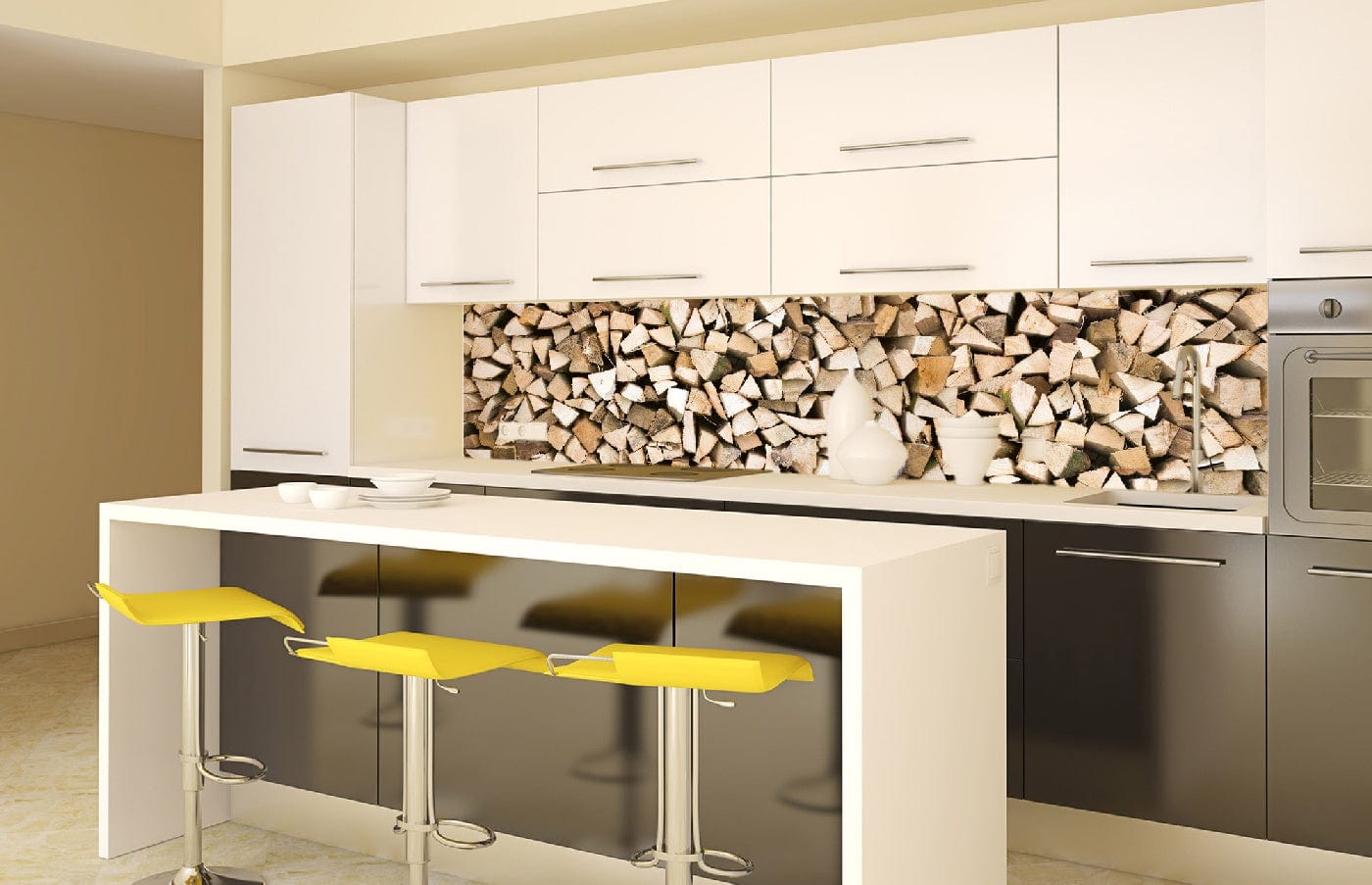 Fototapetes virtuvei ar baļķiem (260x60 cm) Art4home