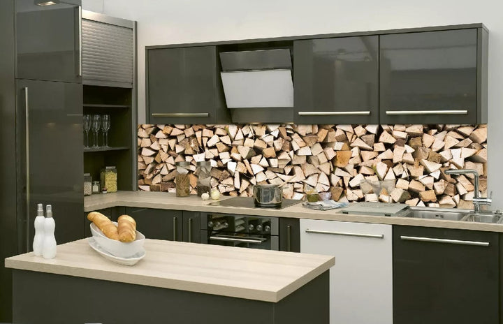 Fototapetes virtuvei ar baļķiem (260x60 cm) Art4home