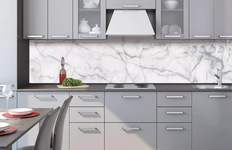 Fototapetes virtuvei ar lamināciju, pašlīmējošas plēve un flizelīns - Balts marmors II (260x60 cm) Art4home