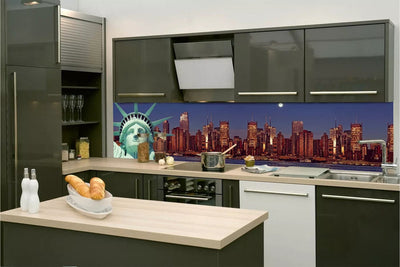 Fototapetes virtuvei ar lamināciju, pašlīmējošas plēve un flizelīns - Brīvības statuja (260x60 cm) Art4home