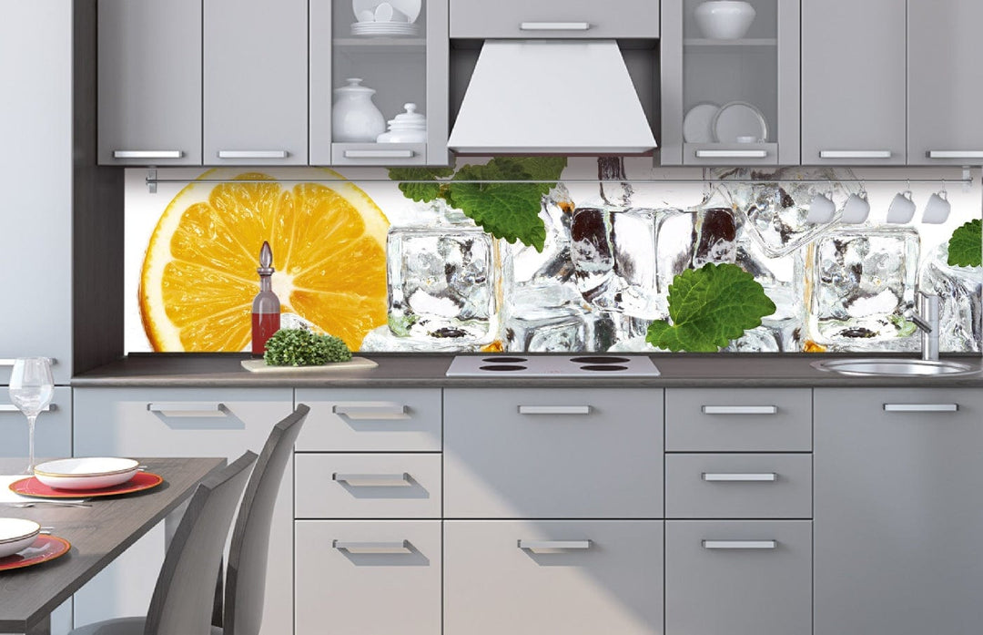 Fototapetes virtuvei ar lamināciju - Citrons un ledus  (260x60 cm) Art4home