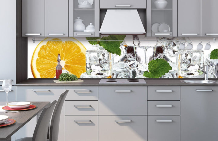 Fototapetes virtuvei ar lamināciju - Citrons un ledus  (260x60 cm) Art4home