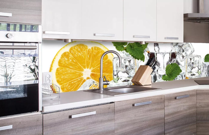 Fototapetes virtuvei ar lamināciju - Citrons un ledus  (260x60 cm) Art4home