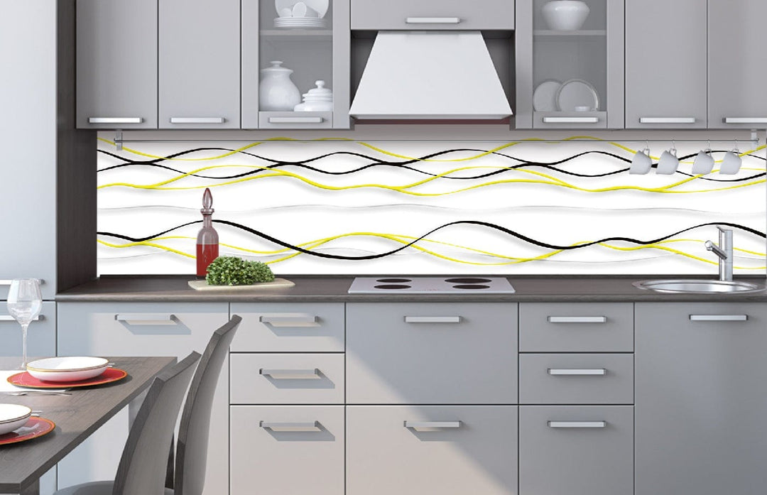 Fototapetes virtuvei ar lamināciju - Dzelteni viļņi (260x60 cm) Art4home