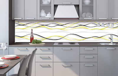 Fototapetes virtuvei ar lamināciju, pašlīmējošas plēve un flizelīns - Dzelteni viļņi  (260x60 cm) Art4home